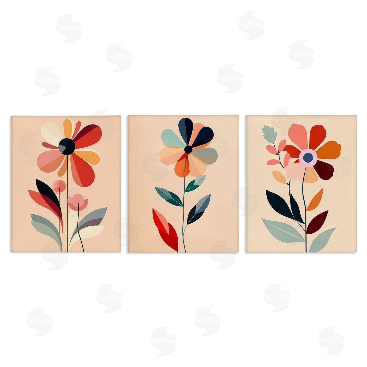 Walker Noble Funky Modern Flowers Canvas Wall Art Print