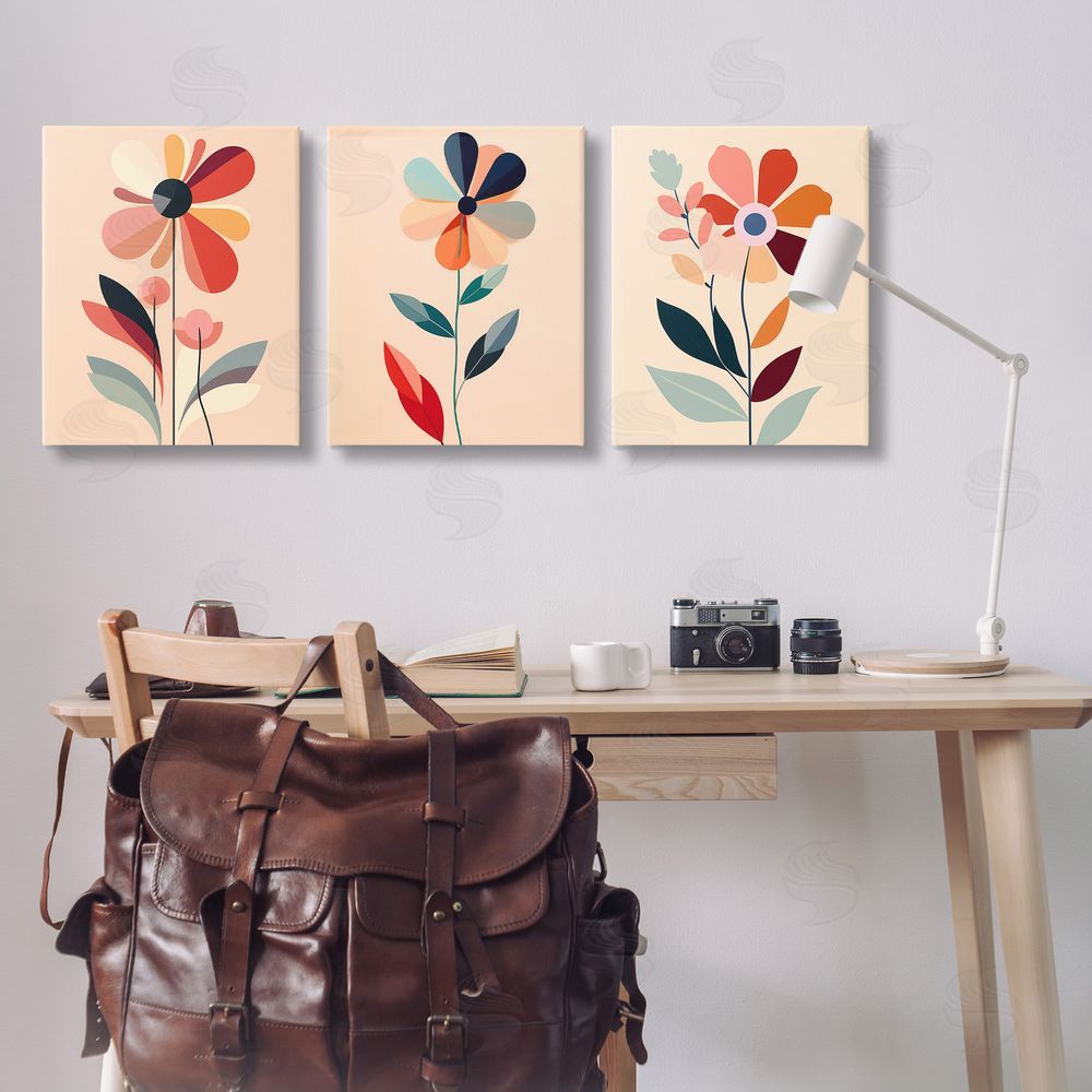 Walker Noble Funky Modern Flowers Canvas Wall Art Print in Room