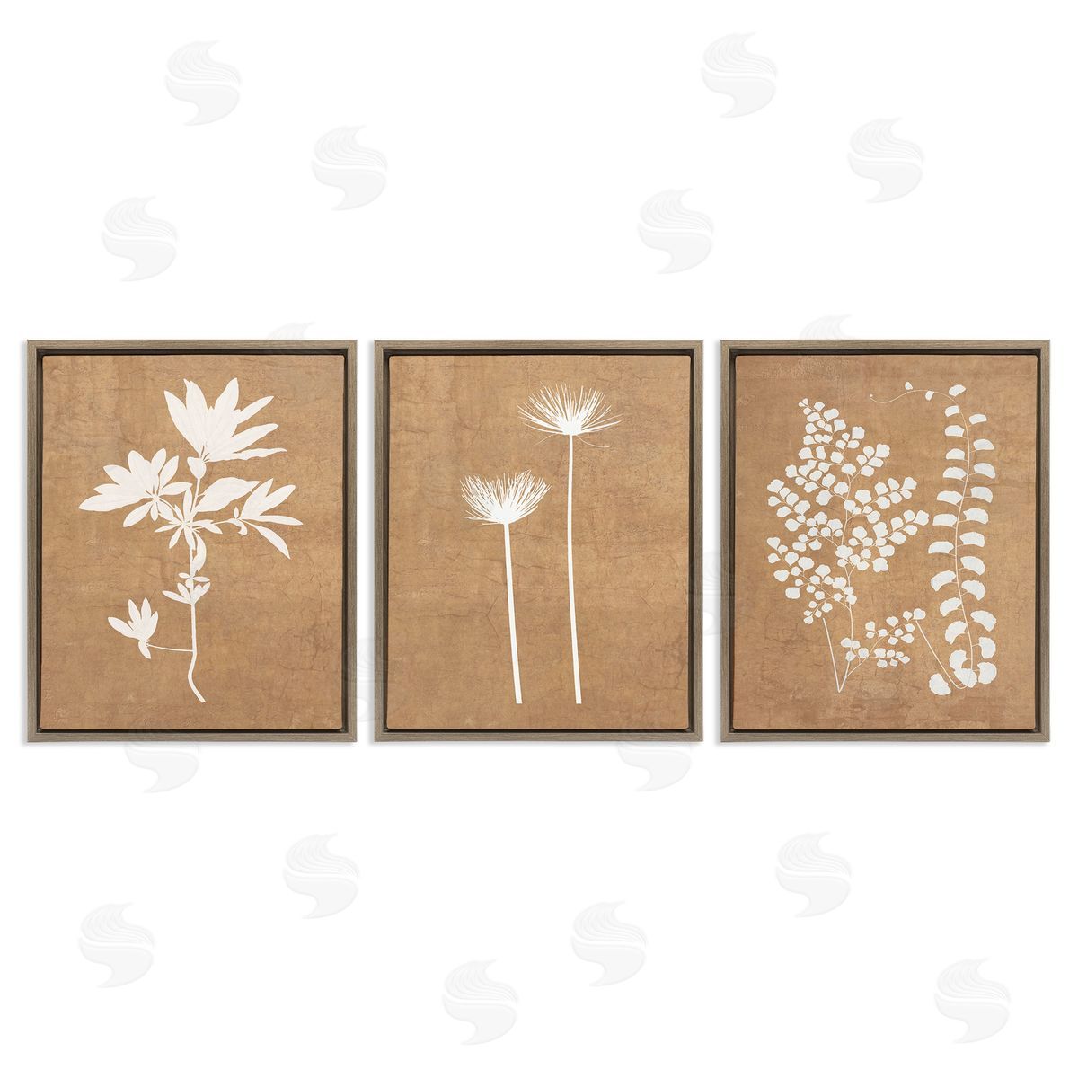 Graffitee Studios Nature Botanical Silhouettes Brown Floating Frame Canvas Wall Art Print