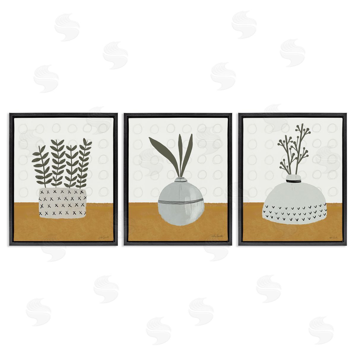 Katie Doucette Contemporary Plant Vases Black Floating Frame Canvas Wall Art Print