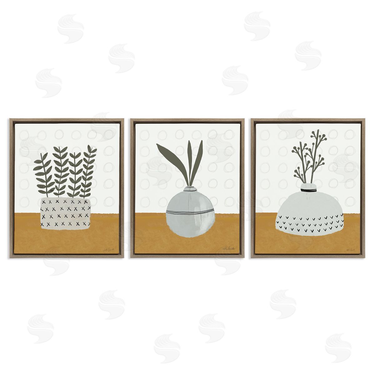 Katie Doucette Contemporary Plant Vases Brown Floating Frame Canvas Wall Art Print