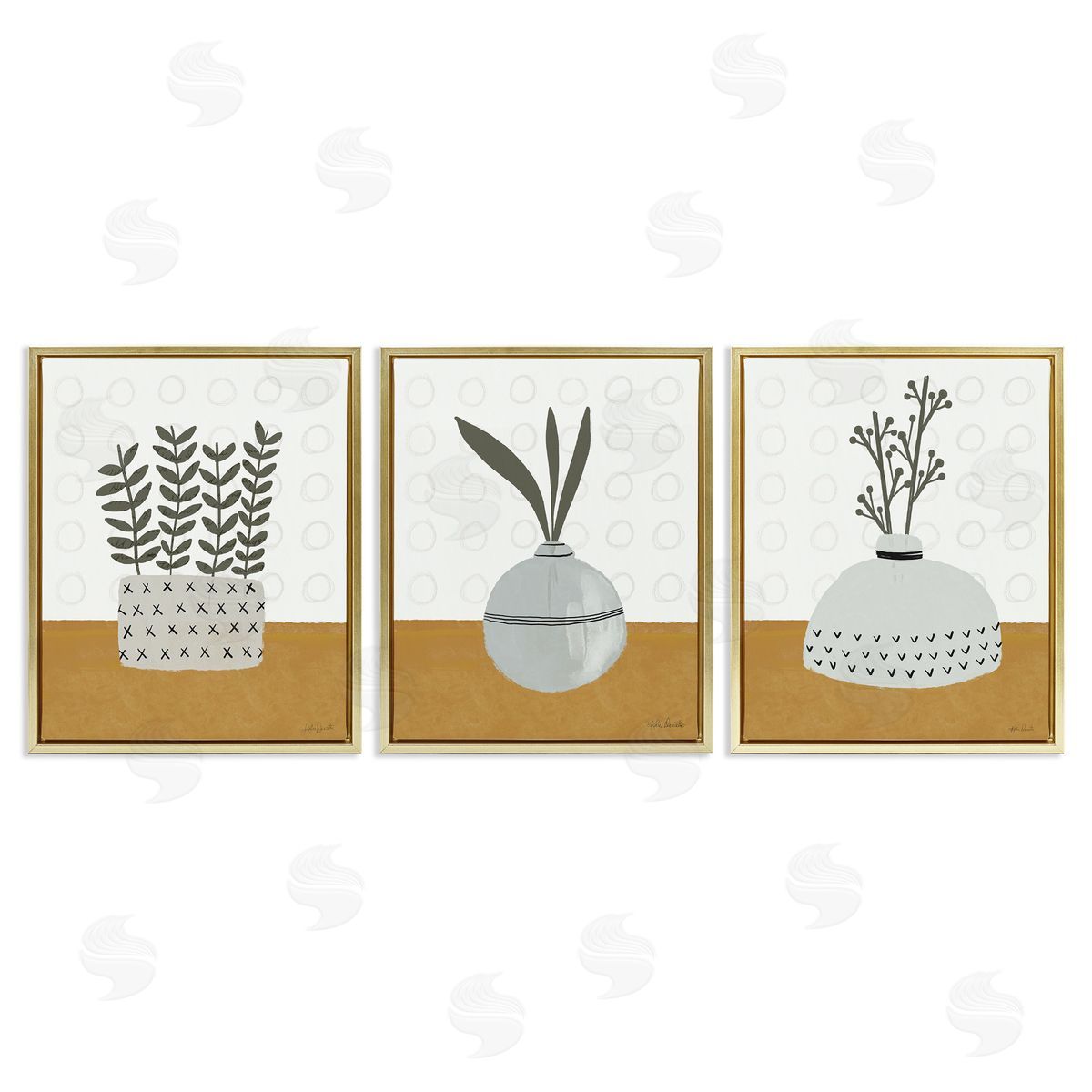 Katie Doucette Contemporary Plant Vases Gold Floating Frame Canvas Wall Art Print