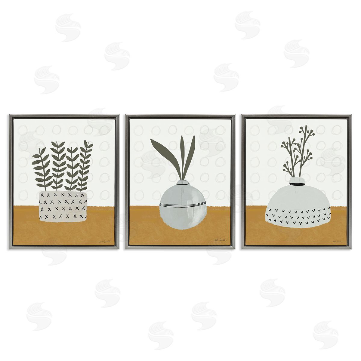 Katie Doucette Contemporary Plant Vases Gray Floating Frame Canvas Wall Art Print