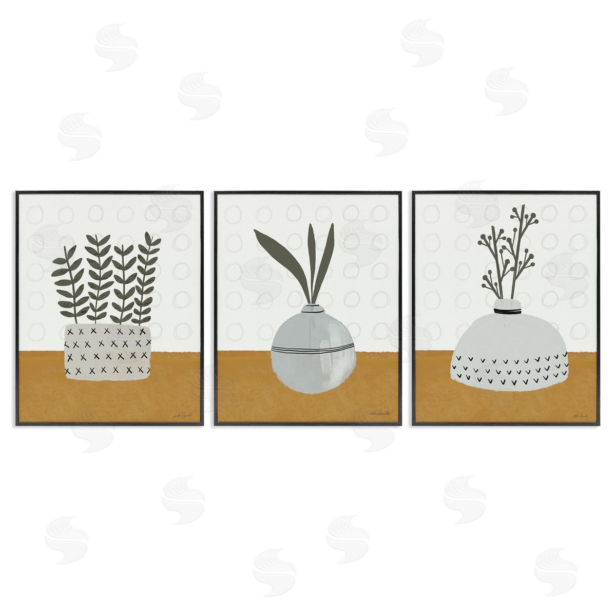 Katie Doucette Contemporary Plant Vases Black Framed Giclee Wall Art Print