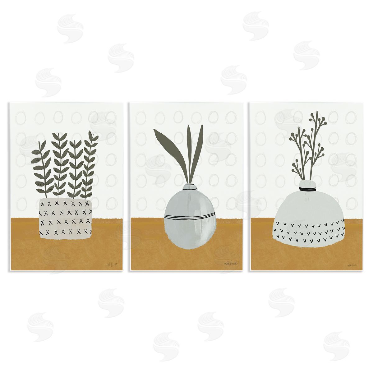Katie Doucette Contemporary Plant Vases Wooden Wall Plaque Art Print
