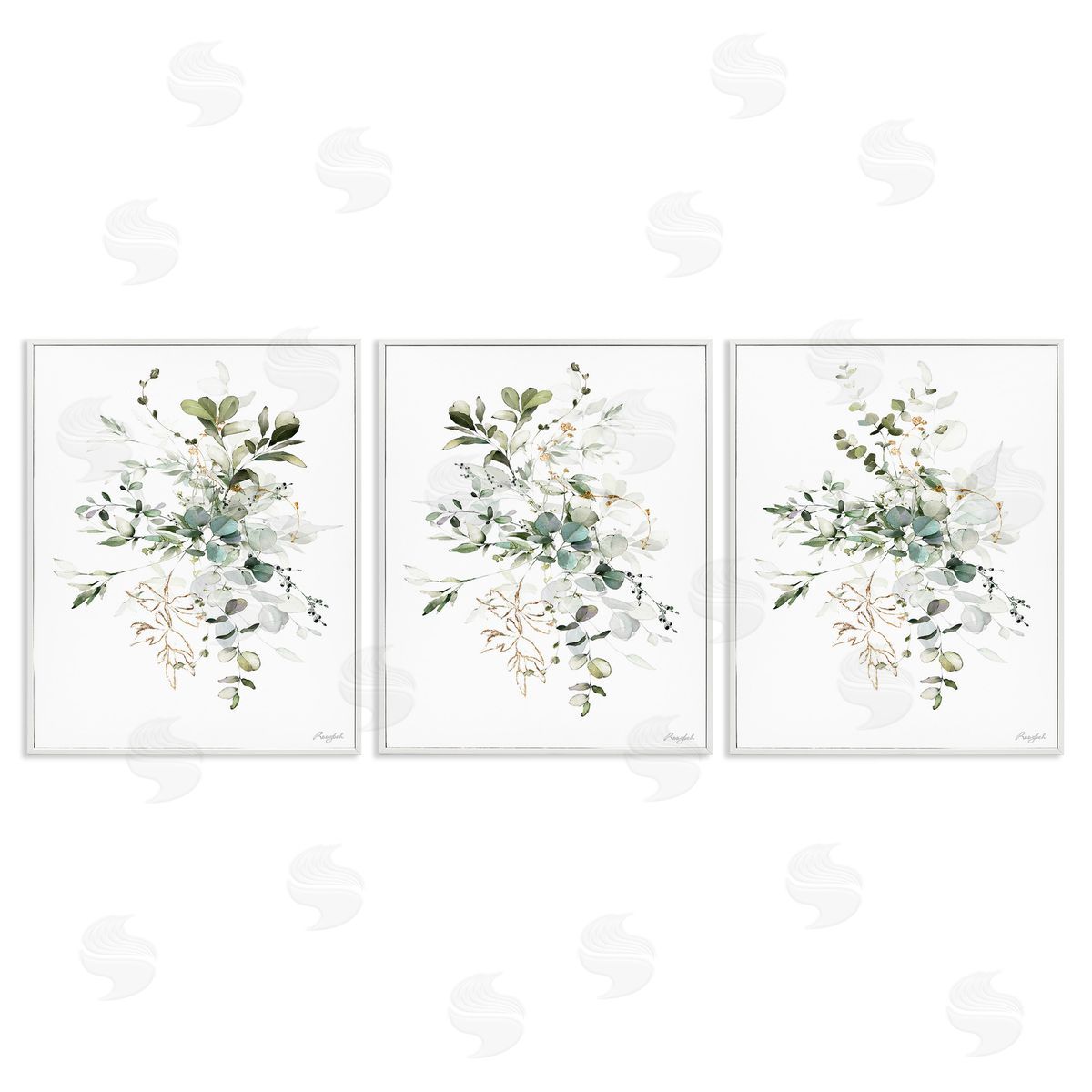 Roozbeh Herbal Botanicals Pattern White Framed Giclee Wall Art Print