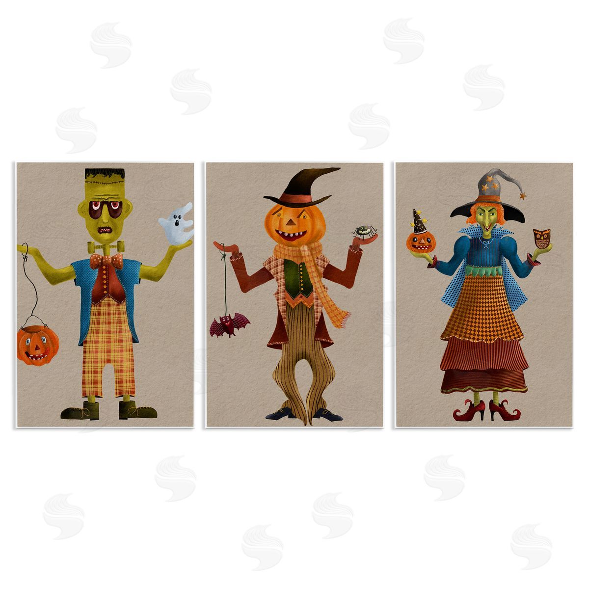 Fun Halloween Friends Wood Plaque Wall Art, Home Decor by Regina Moore