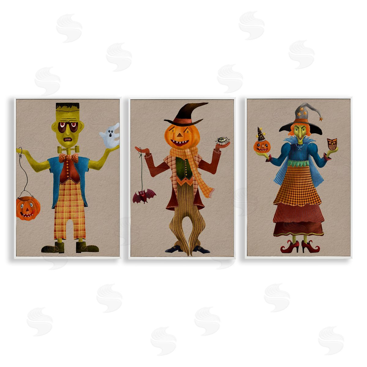 Fun Halloween Friends White Frame Print Wall Art, Home Decor by Regina Moore