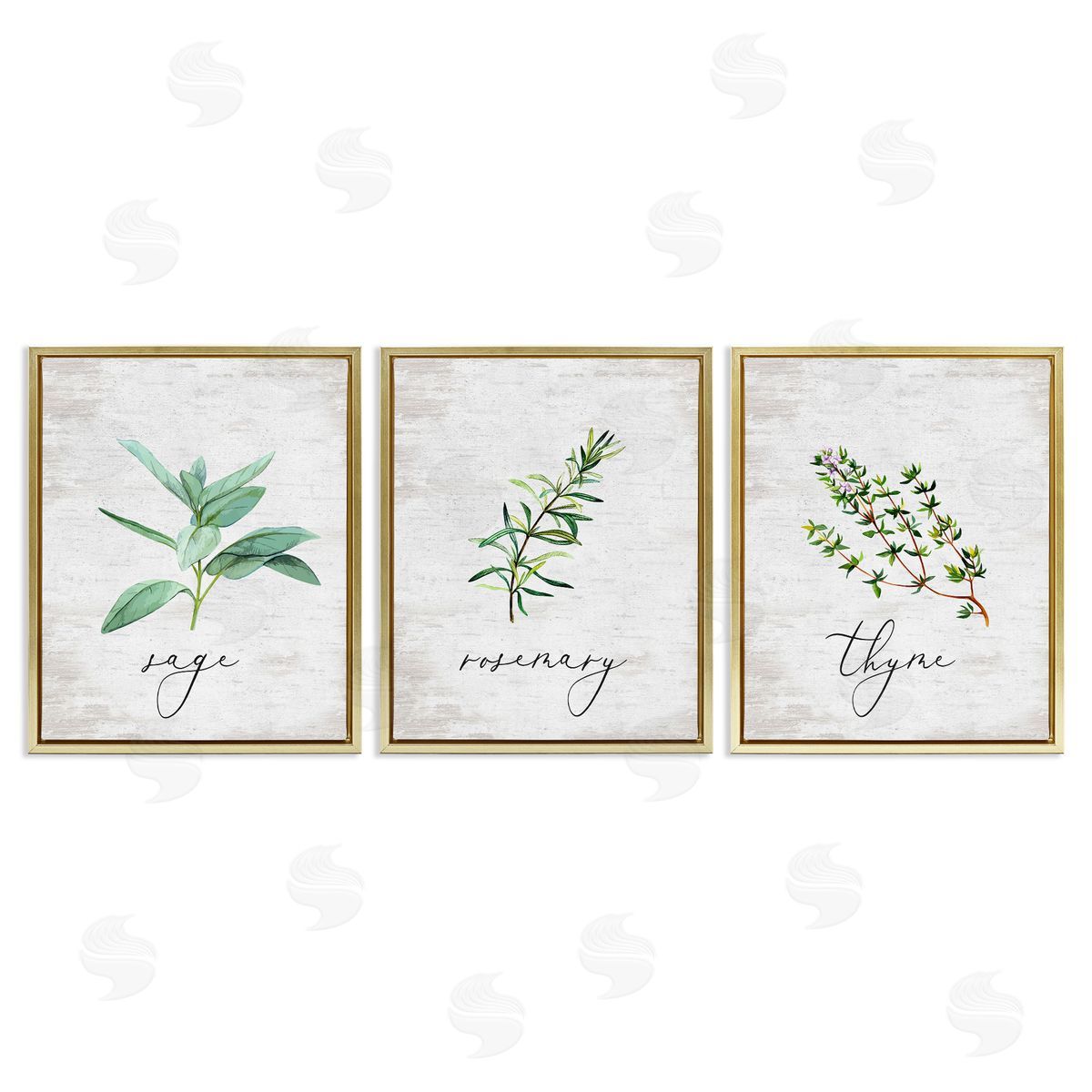 Charming Summer Kitchen Herbs Gold Floating Frame Canvas Wall Art, Home Decor by Lettered and Lined