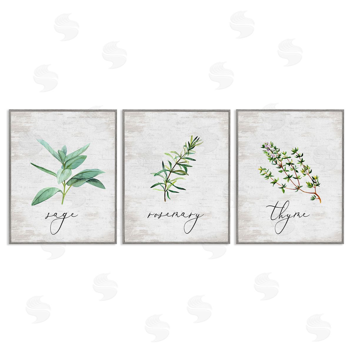 Charming Summer Kitchen Herbs Grey Frame Print Wall Art, Home Decor by Lettered and Lined