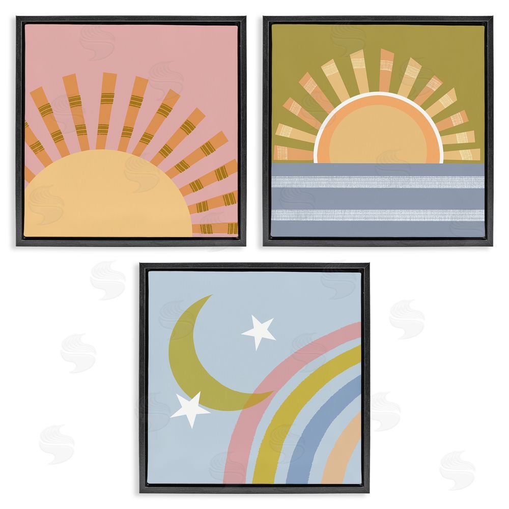 Tina Finn Rising Sun & Moon Black Floating Frame Canvas Wall Art Print