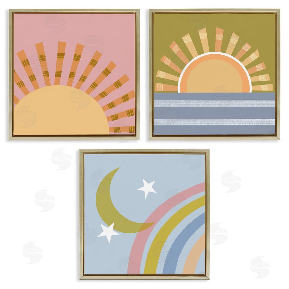 Tina Finn Rising Sun & Moon Gold Floating Frame Canvas Wall Art Print