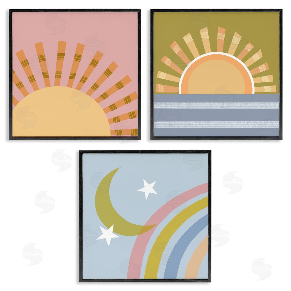 Tina Finn Rising Sun & Moon Black Framed Giclee Wall Art Print