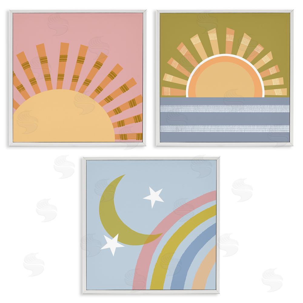 Tina Finn Rising Sun & Moon White Framed Giclee Wall Art Print