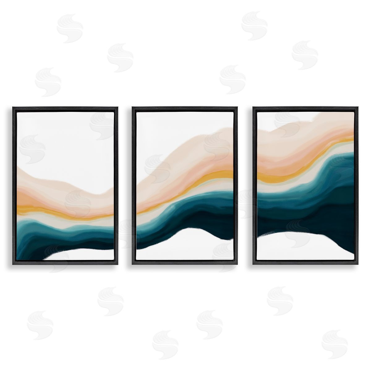 Fluid Peach Swirl Black Floating Frame Canvas Wall Art, Home Decor by JJ Design House, LLC