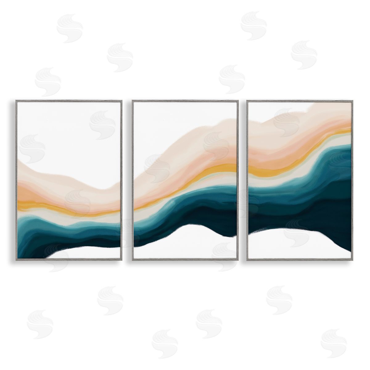 Fluid Peach Swirl Grey Frame Print Wall Art, Home Decor by JJ Design House, LLC