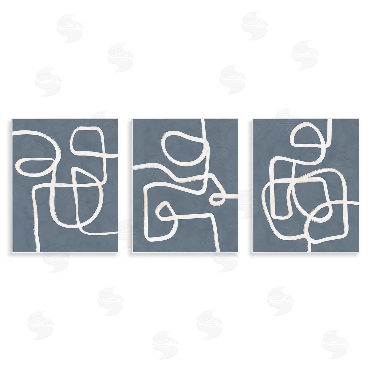 Squiggles on Grey Wood Plaque Wall Art, Home Decor by Nina Blue