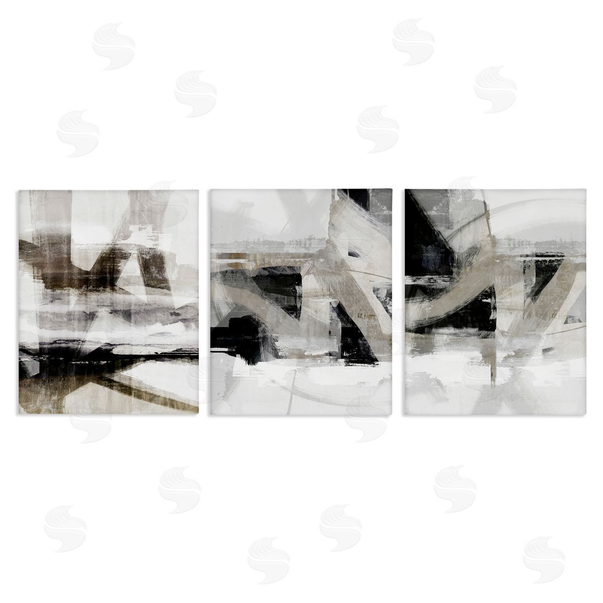 Industrial Streaked Composition Canvas Wall Art, Home Decor by Nina Blue