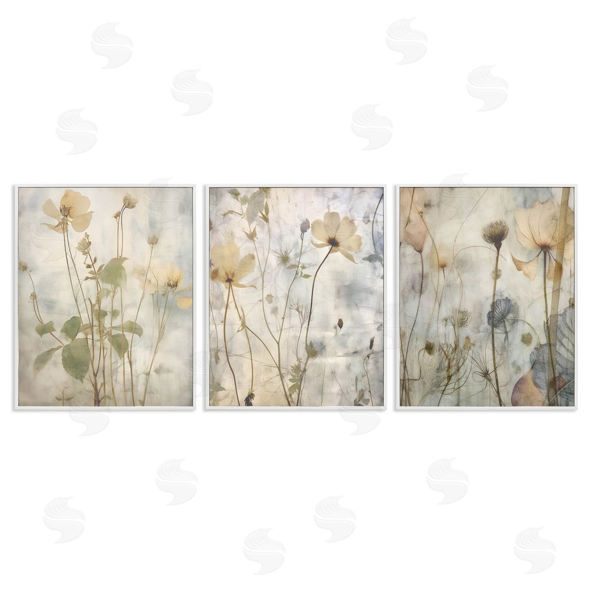 Soft Blooming Botanicals White Frame Print Wall Art, Home Decor by Lettered and Lined