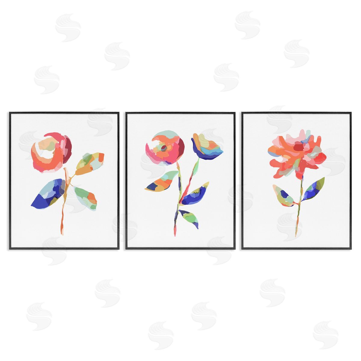 Brushed Freeflow Flower Black Frame Print Wall Art, Home Decor by Lisa Nohren