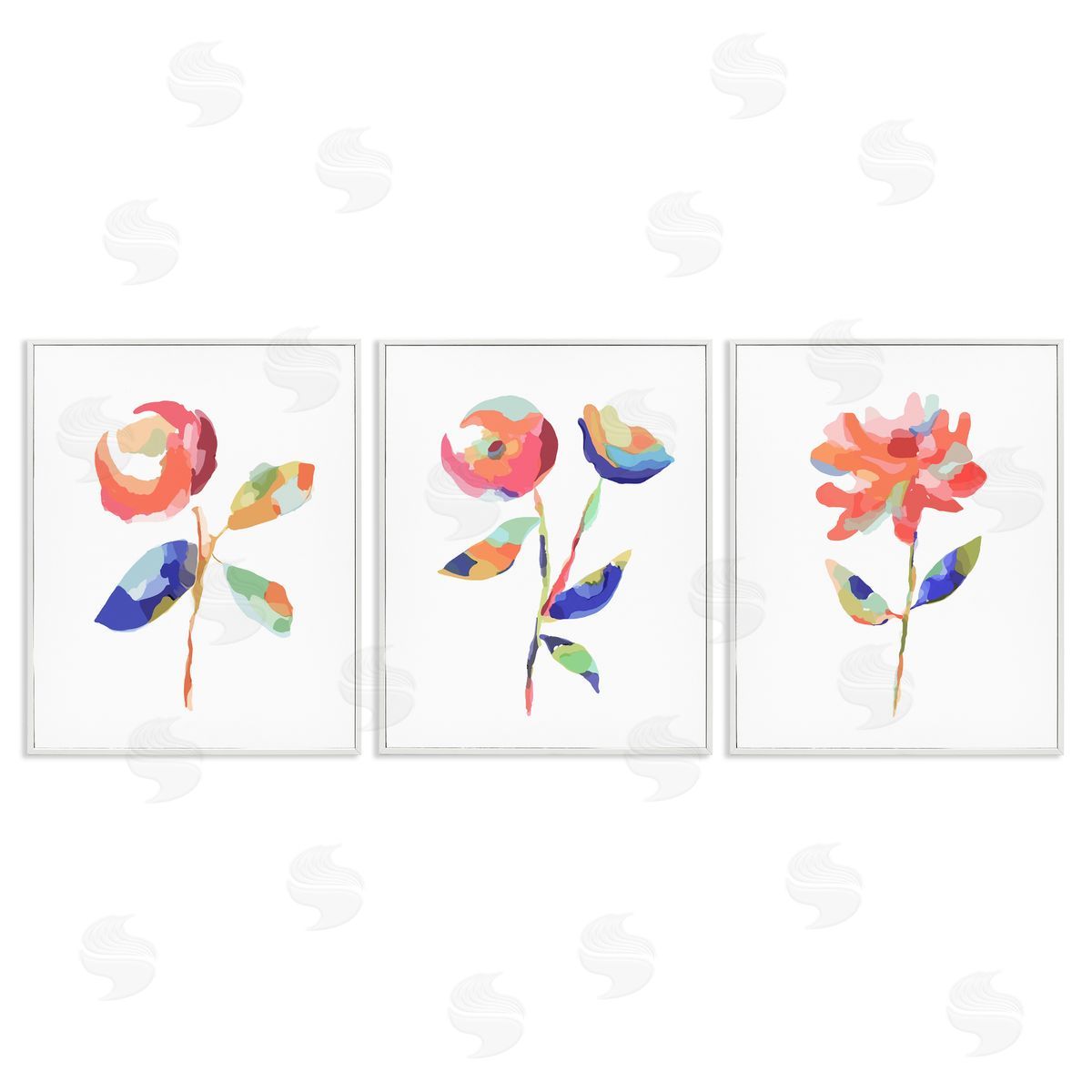 Brushed Freeflow Flower White Frame Print Wall Art, Home Decor by Lisa Nohren
