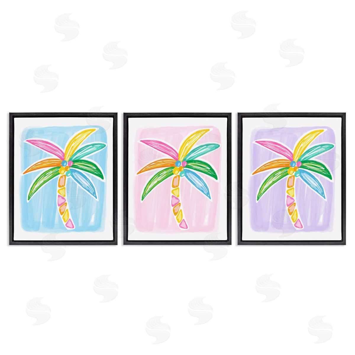 Fun Summer Palms Black Floating Frame Canvas Wall Art, Home Decor by Lisa Nohren
