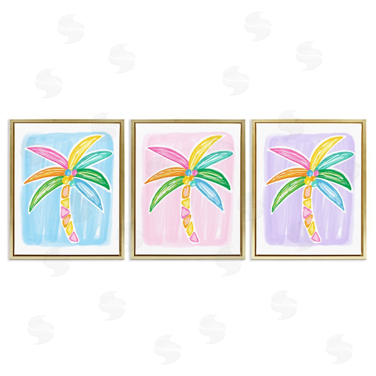 Fun Summer Palms Gold Floating Frame Canvas Wall Art, Home Decor by Lisa Nohren