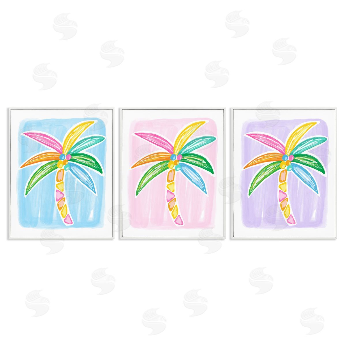 Fun Summer Palms White Frame Print Wall Art, Home Decor by Lisa Nohren