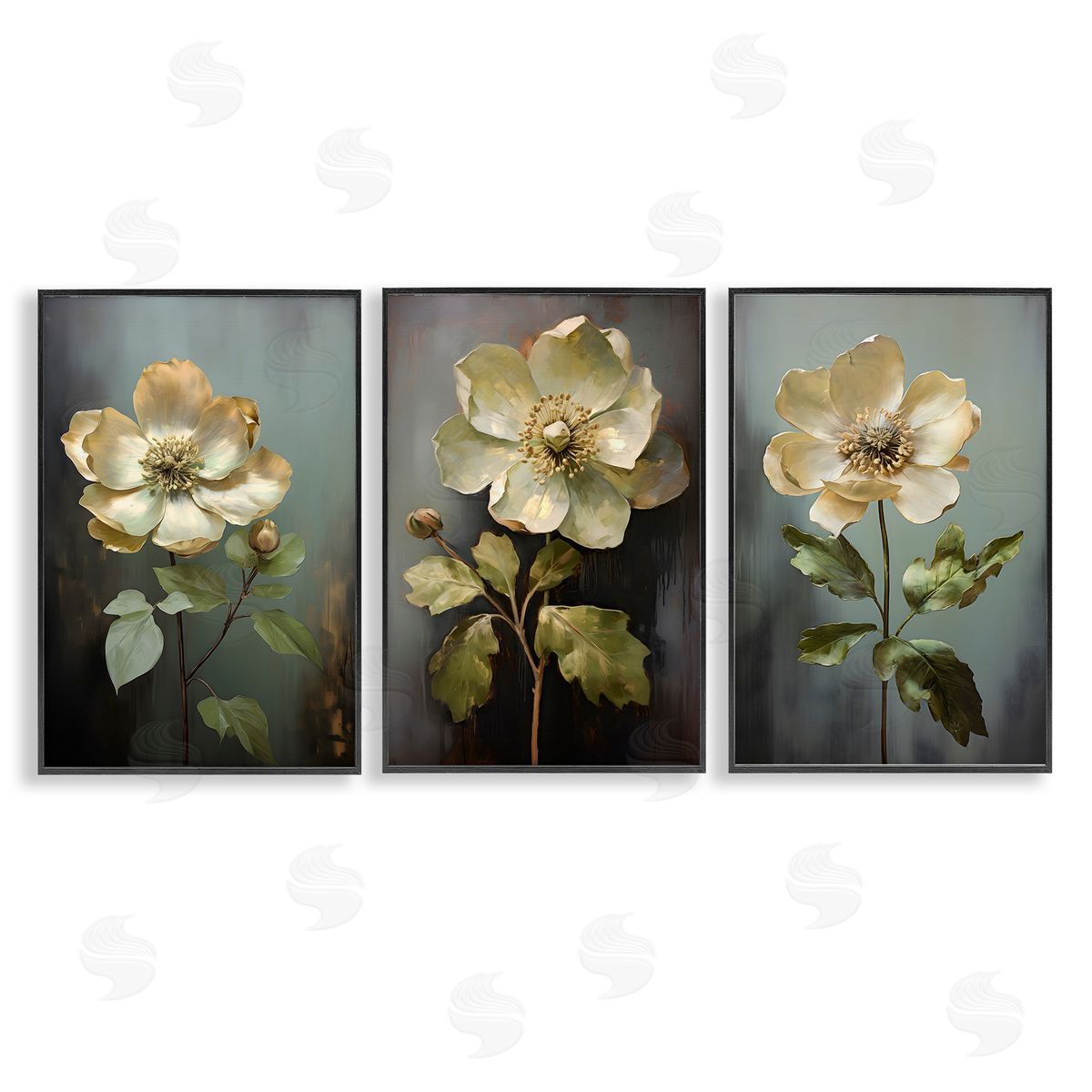 Detailed Magnolia Flowers Black Frame Print Wall Art, Home Decor by Petal Prints Design