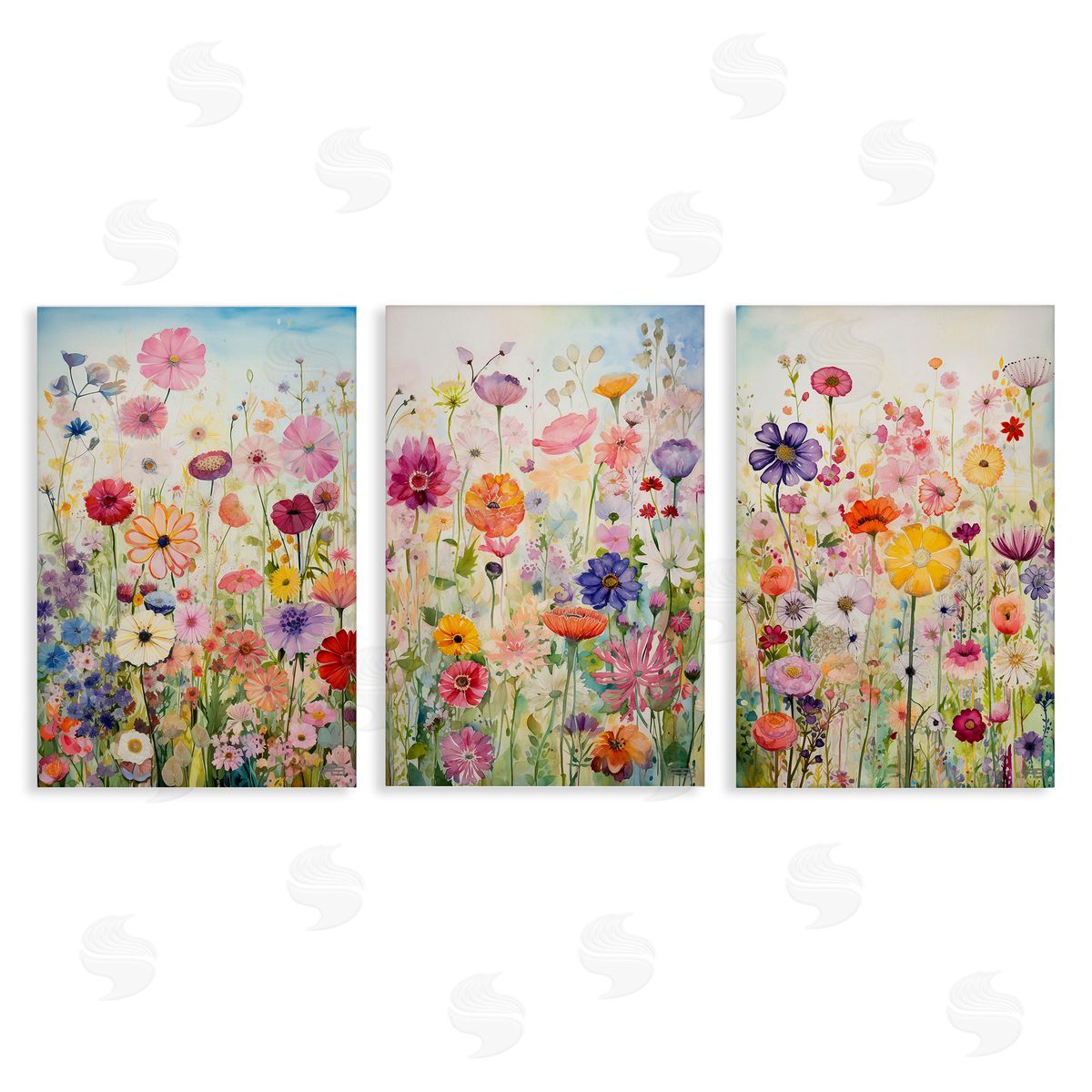 Bold Flower Meadow Horizon Canvas Wall Art, Home Decor by RB