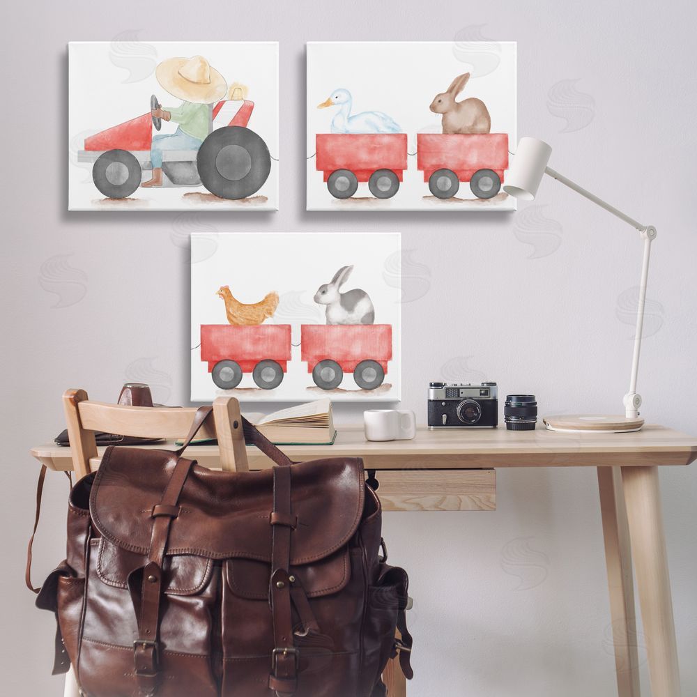 Stupell Studio Farmhouse Tractor Animals Canvas Wall Art Print in Room