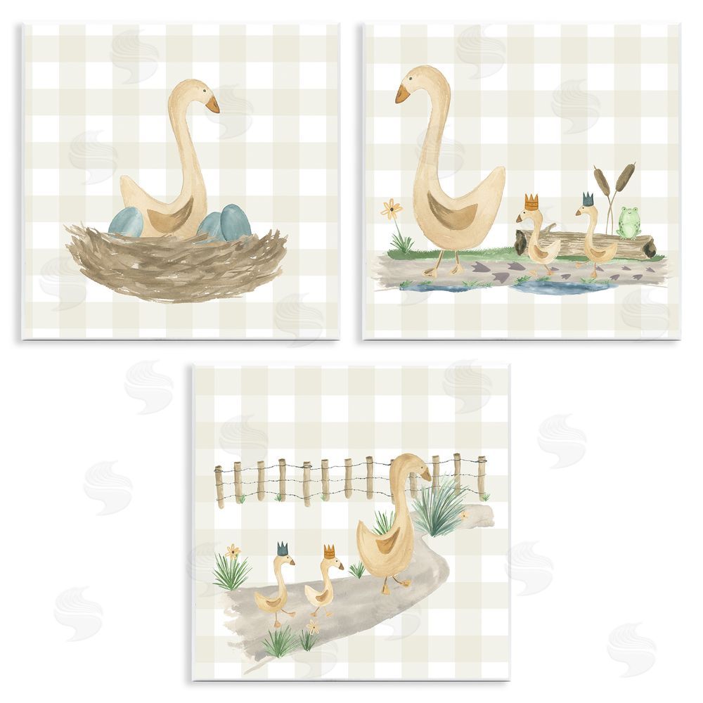 Lucille Price Mama Goose & Ducklings Wooden Wall Plaque Art Print