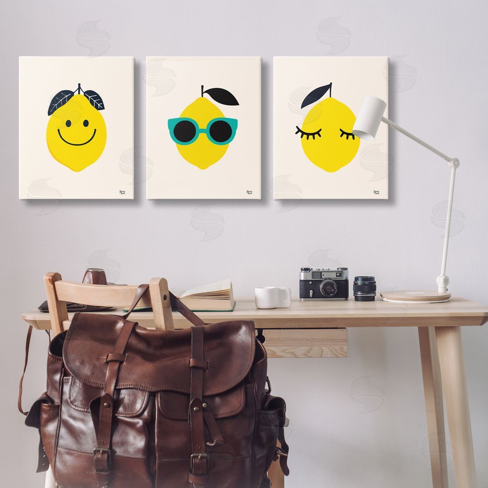 Jessica Beck Hip Summer Lemon Faces Canvas Wall Art Print in Room
