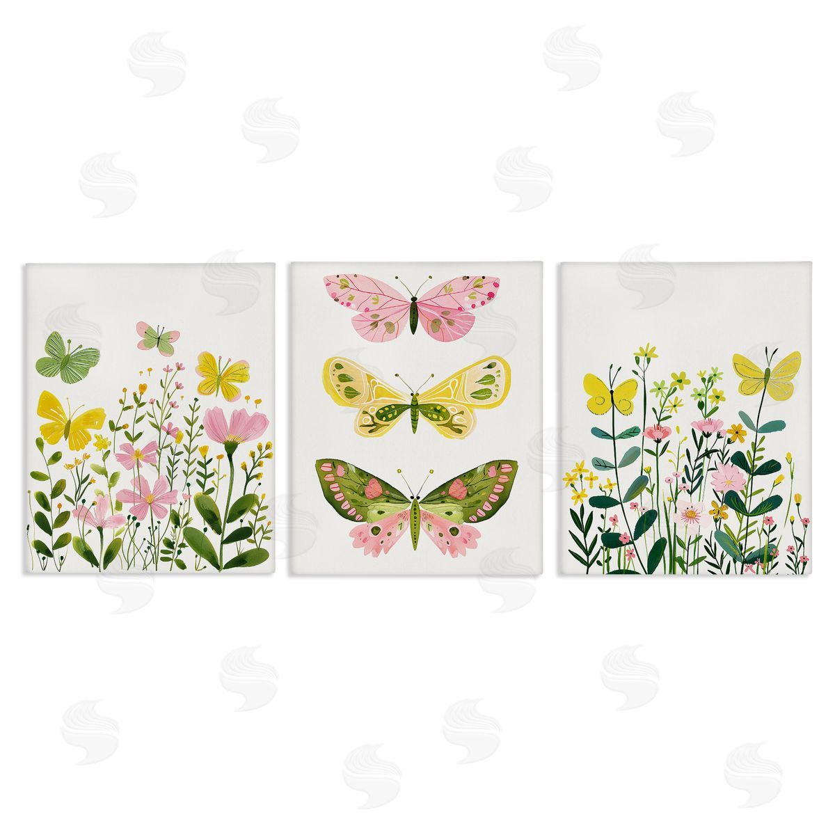 LSR Design Studio Playful Butterflies and Florals Canvas Wall Art Print