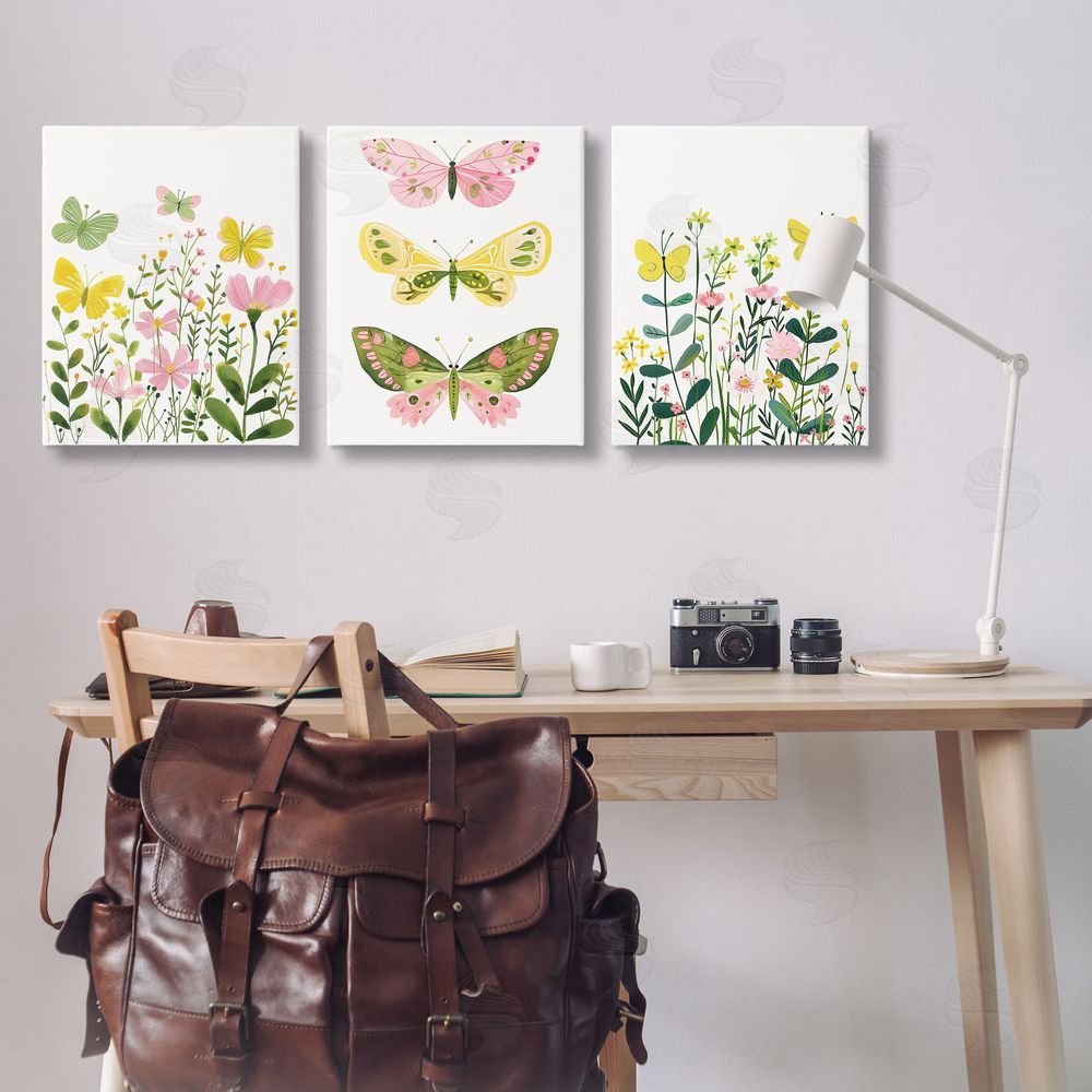 LSR Design Studio Playful Butterflies and Florals Canvas Wall Art Print in Room