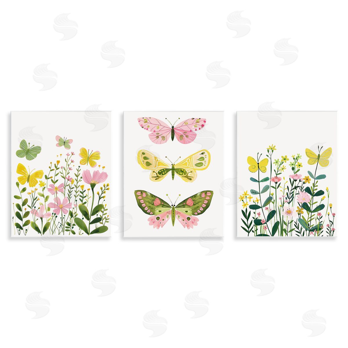 LSR Design Studio Playful Butterflies and Florals Wooden Wall Plaque Art Print