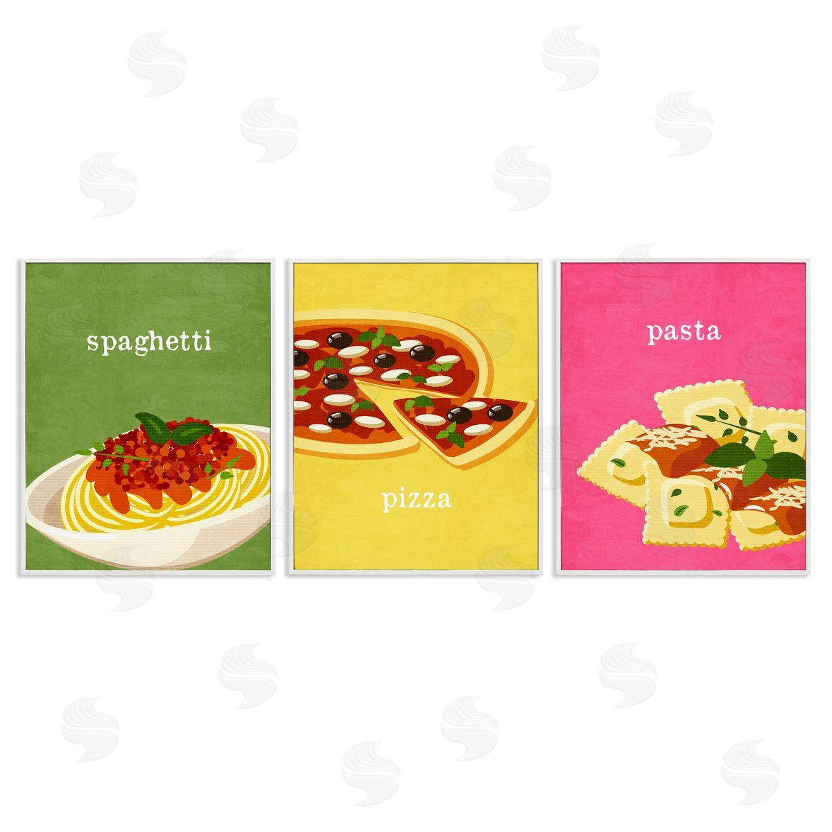 Italian Cuisine Meals White Frame Print Wall Art, Home Decor by Kim Allen