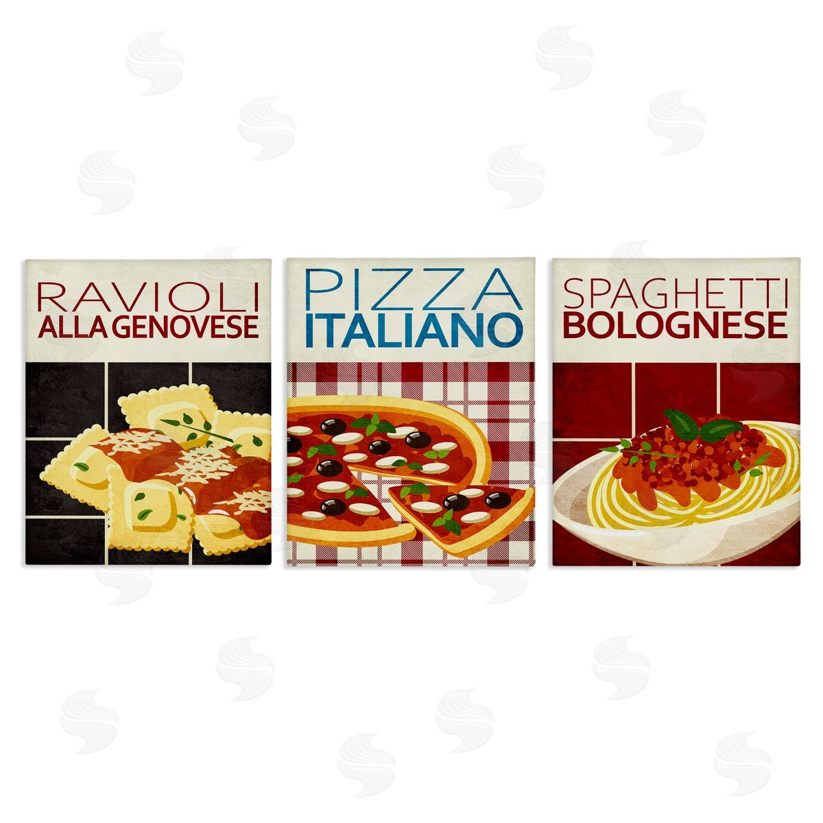 Classic Italian Pasta Meals Canvas Wall Art, Home Decor by Kim Allen