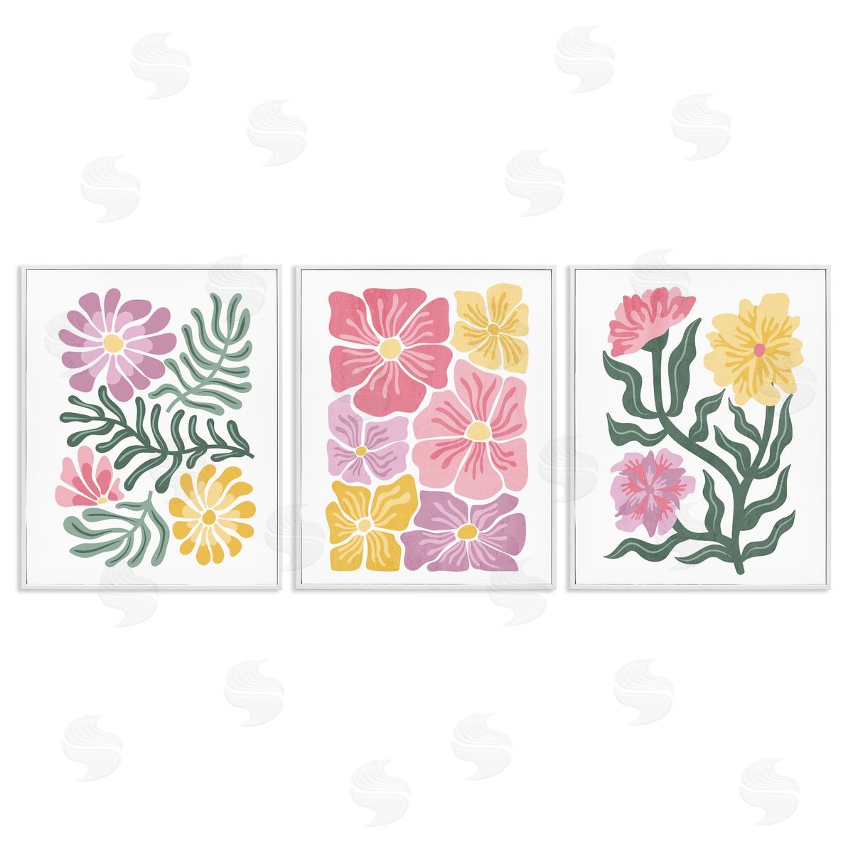 Minimal Spring Hue Flowers White Frame Print Wall Art, Home Decor by Kim Allen