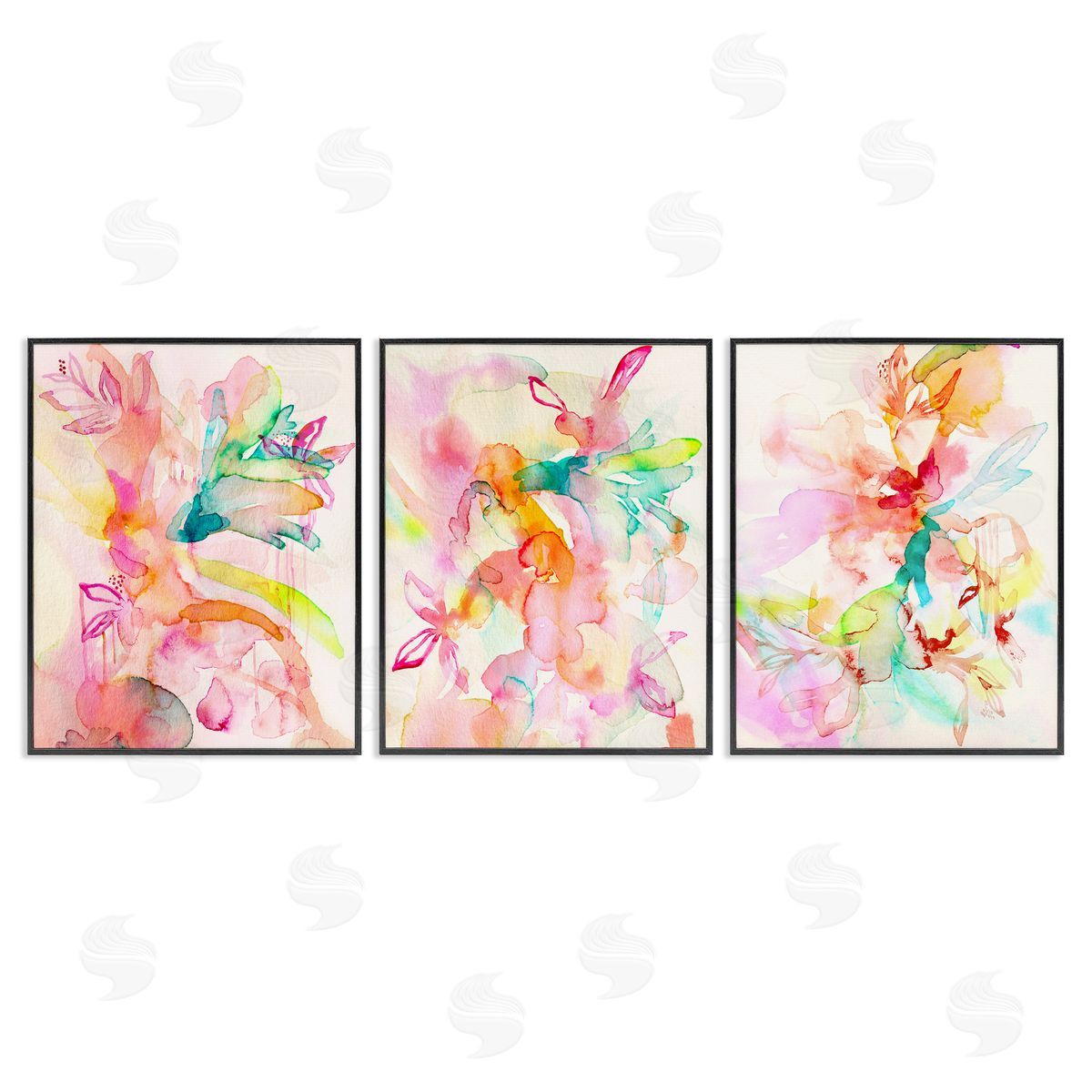 Abstract Florals & Paint Drip Black Frame Print Wall Art, Home Decor by Gemma Bardot