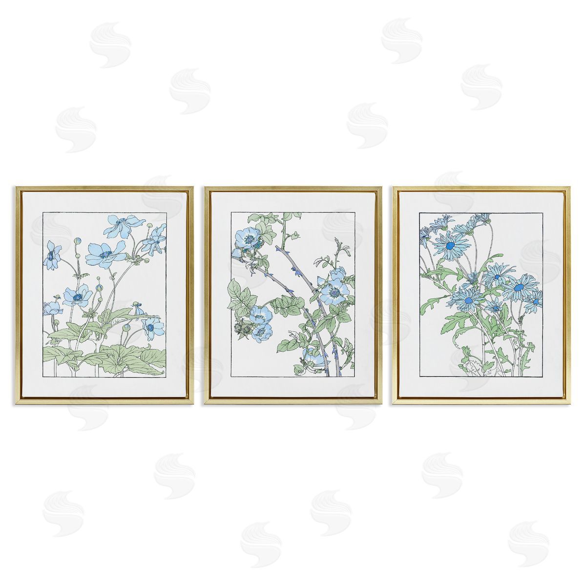 CAD Designs Wild Blooms with Detailed Outlines Canvas Wall Art Print