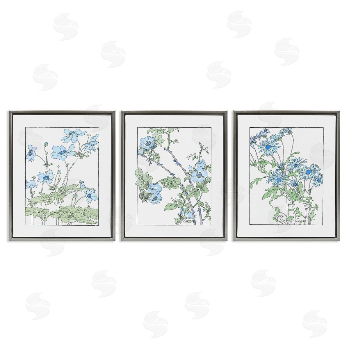 CAD Designs Wild Blooms with Detailed Outlines Canvas Wall Art Print