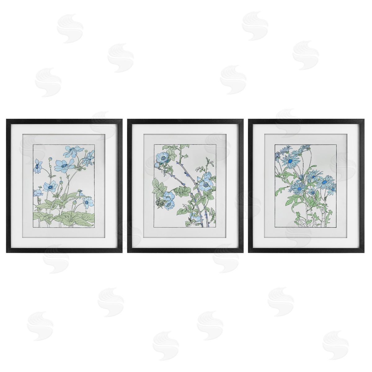 CAD Designs Wild Blooms with Detailed Outlines Canvas Wall Art Print