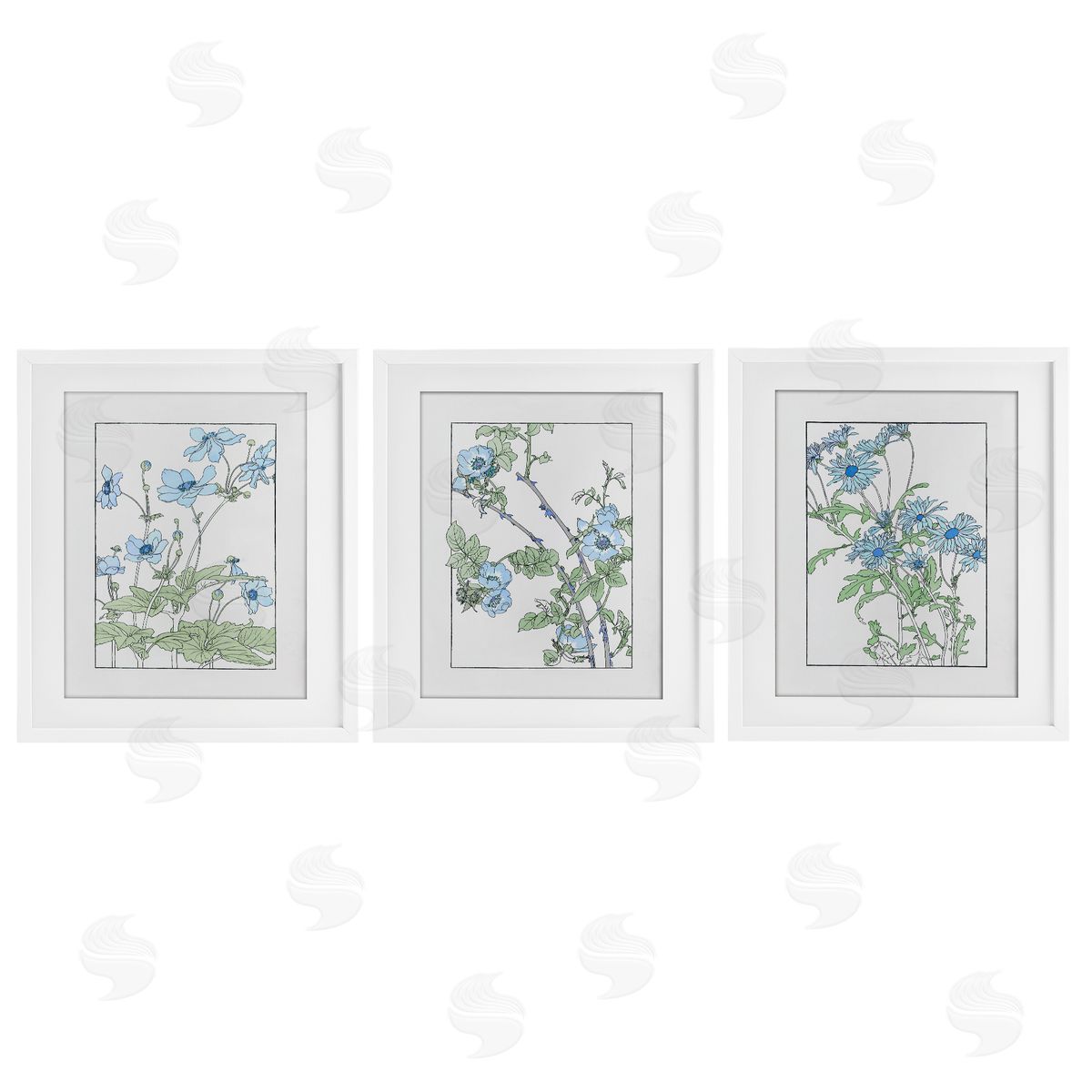 CAD Designs Wild Blooms with Detailed Outlines Canvas Wall Art Print