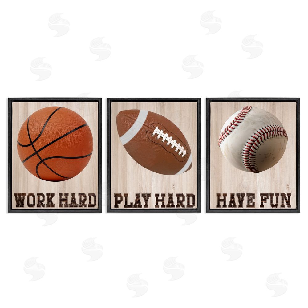 Marcus Prime Motivational Sports Words Black Floating Frame Canvas Wall Art Set