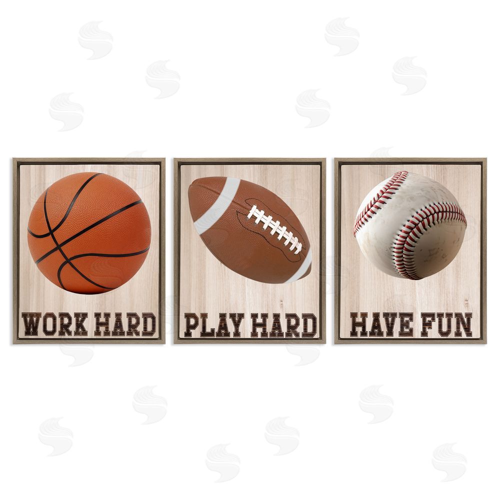 Marcus Prime Motivational Sports Words Brown Floating Frame Canvas Art Set