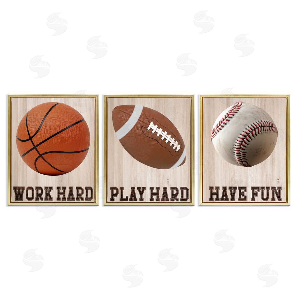 Marcus Prime Motivational Sports Words Gold Floating Frame Canvas Art Set