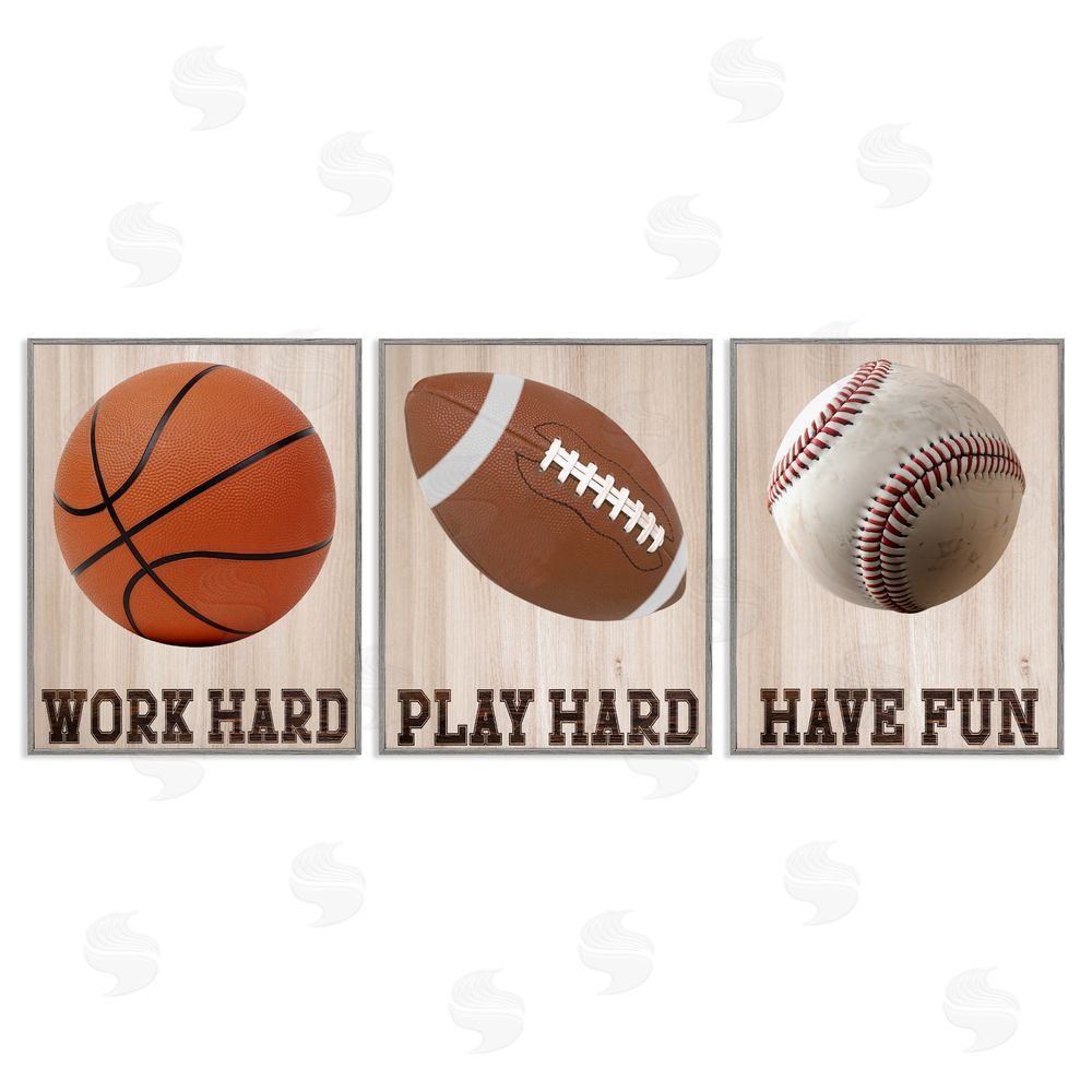 Marcus Prime Motivational Sports Words Gray Framed Giclee Art Set