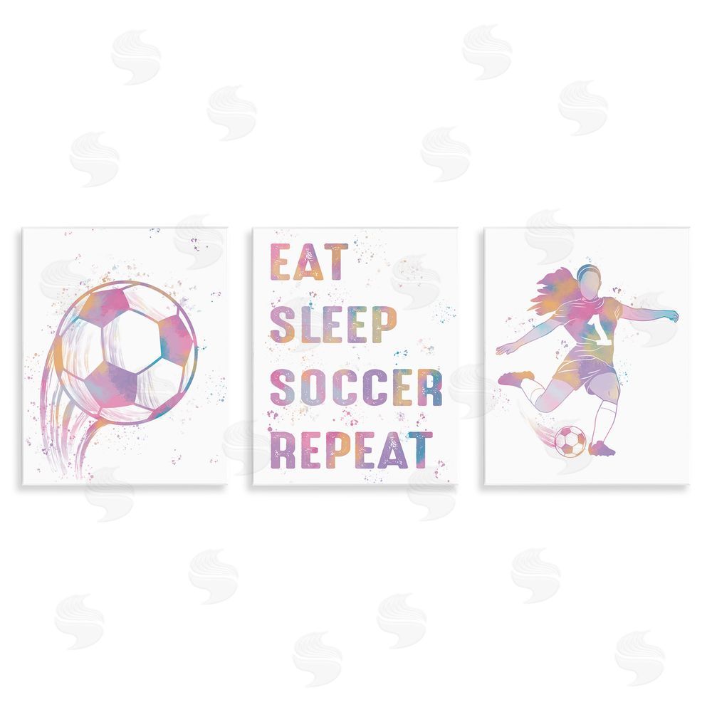 Marcus Prime Minimal Pastel Girl's Soccer Wall Plaque Printed Art Set