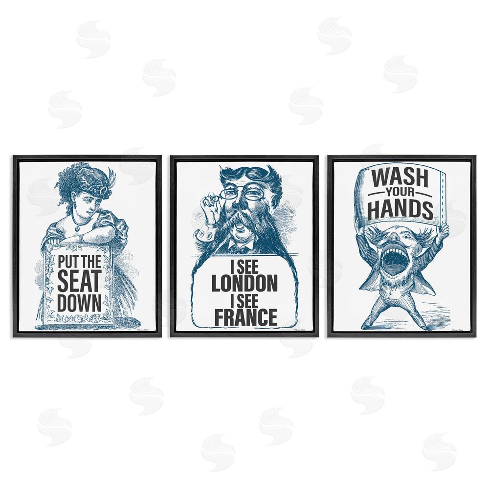 Susan Ball Vintage Hygiene Reminders Black Floating Frame Canvas Wall Art Print